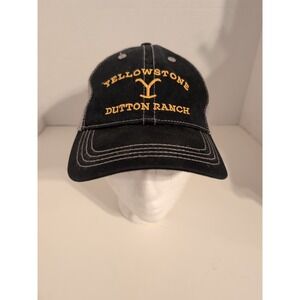 Yellowstone Dutton Ranch Hat Unstructured Black Gold Cap Mesh Back Trucker Style